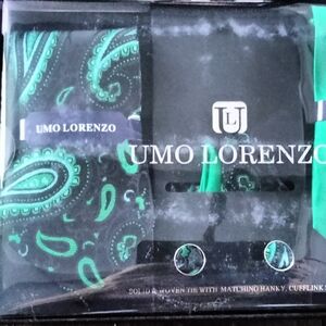 Umo Lorenzo Emerald Paisley Tie Set